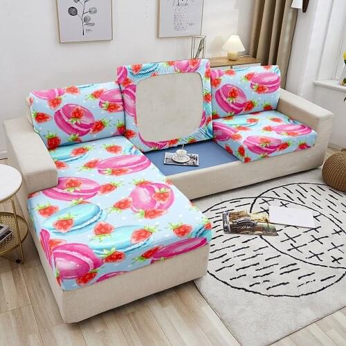 Removable Strawberry Fabric L Shape Sofa Seat Cover Multi-Sizes Elastic Armchair Cushion Cover Couch Sofa Cover 1-4 Seater