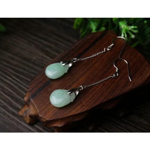 Natural Jade Earrings Earrings 925 Silver Jelly Earrings Water Drops Pouch Jade Pendants Fashion Gifts Fashion Jewelry