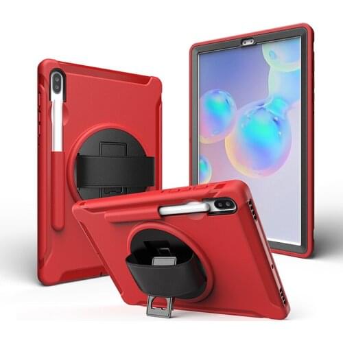 Durable Silicone Case with Pencil Slot and Hand Strap for Samsung Galaxy Tab S 10.5 2019 T860 T865 SM-T860 SM-T865 Tablet+Stylus