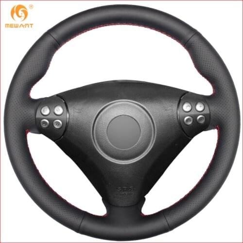 MEWANT Black Genuine Leather Car Steering Wheel Cover for Mercedes Benz SLK-Class W170 W171 SLK 2004-2008 C230 Kompressor Sport