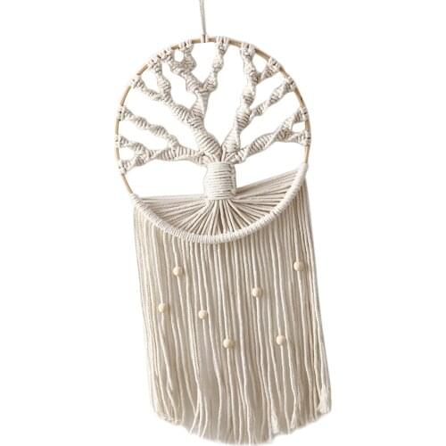 Woven Tapestry Nordic Bohemian Macrame Wall Hanging Cotton Rope Tassel Wall Art For Living Room Dorm Room Decorations