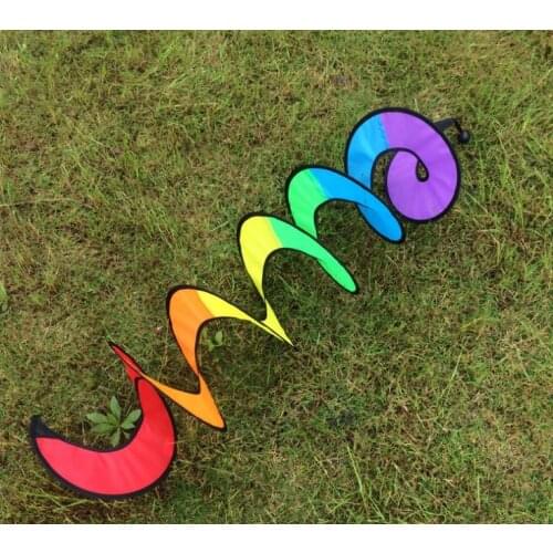 Outdoors Rainbow Spiral Windmill Windsock Garden Decorate Durable Rotate Portable Wind Spinner Coloured Ribbon Knitting Folding