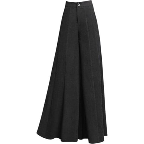 Women Winter Trousers 2021 Autumn Fashion Wide Leg Pants Casual High Waist Long Pantalon Palazzo Female Solid Woolen