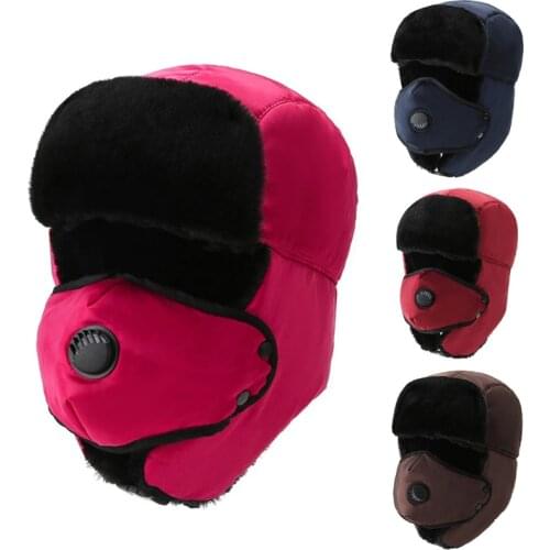 Unisex Winter Warm Trooper Trapper Hat Cycling Windproof Plush Lined Russian Snow Ski Ushanka Cap with Earflap Face Mask