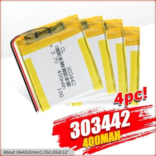 1/2/4 Pieces 3.7V 400mAh Li-polymer Lithium Ion Batteries 3.7 Voltage Rechargeable Lipo Battery Remote Control E-book Radio Pila