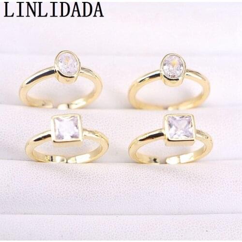 10Pcs Gold Color Cubic Zirconia Shiny Adjustable Rings for Girls Women
