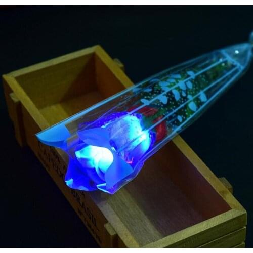 LED Artificial Flashing Rose Flower With Leaves Bar KTV Decor Valentines Day Gift Halloween Glow Party Supplies