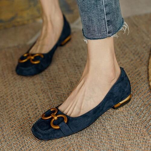 Fashion Women Spring/Summer/Fall Designer Shoes Genuine Leather Woman Flats Shoes Ladies Low Heels Pumps Black/White/Blue/Beige