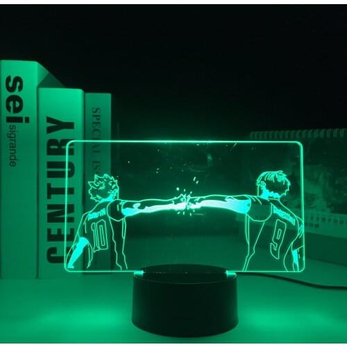 Anime Haikyuu Hinata Shoyo Tobio Kageyama LED Night Light for Kids Bedroom Decor Nightlight Child Birthday Gift Manga 3D Lamp