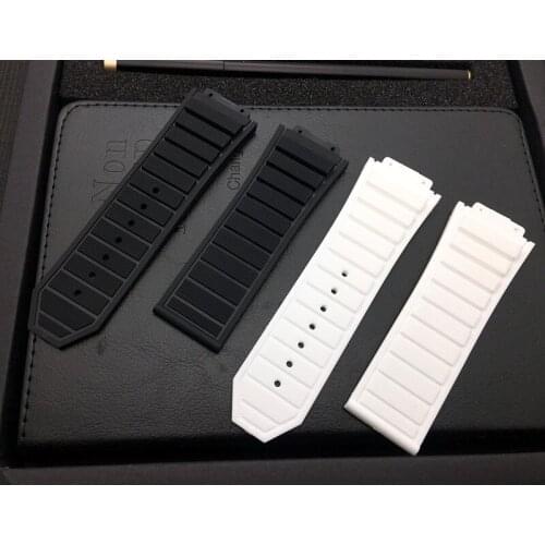 Brand Black White 29*19mm nature Silicone rubber watchband watch band for Hublot strap for king power series with logo on tools