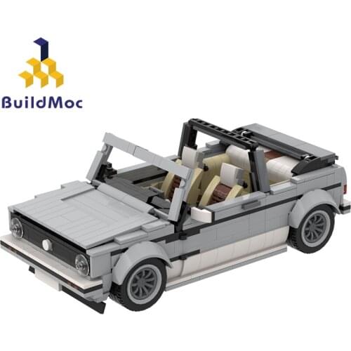 BuildMoc high-tech Mini Cabriolet Sports Grey White Black Building Blocks Super Racing Car Fit Bricks kids toys Gift boy