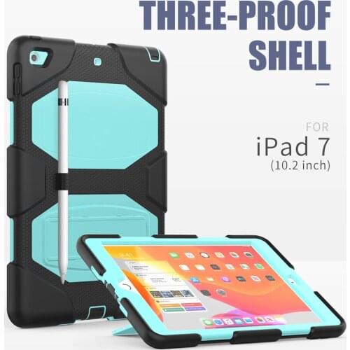 For iapd 10.2 2019 Capa Funda with built-in kickstand 3 in 1 silicone+PC shockproof case for ipad 7th generation 10.2 in cover