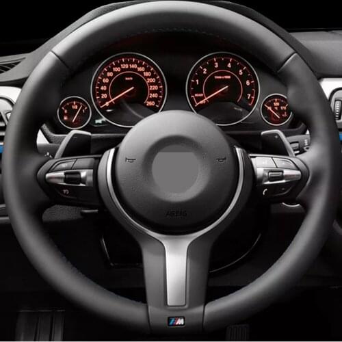 DIY Black Faux Leather Car Steering Wheel Cover For BMW F33 F30 M2 M3 F82 M4 M5 F12 F13 M6 F85 X5 X6 F87 F80 M Sport