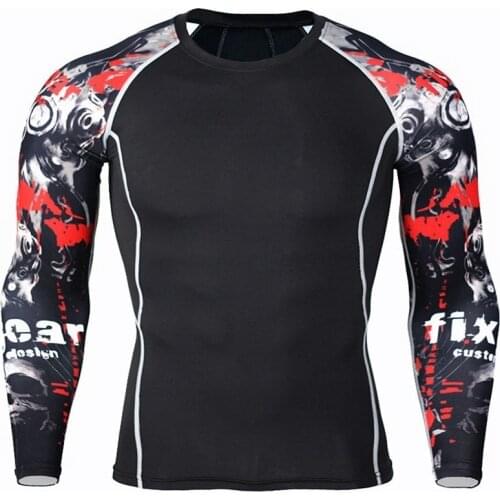 Autumn Mens T Shirt Slim Gym Fitness Top Tees Harajuku TShirts Man Clothing Long Sleeves Top 3D Print Casual T-Shirts Men