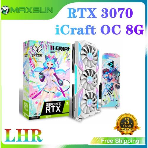 MAXSUN Full New GeForce RTX 3070 iCraft OC 8G GDDR6 GPU 8nm NVIDIA Computer PC 256Bit DP*3 Gaming Video Graphics Card
