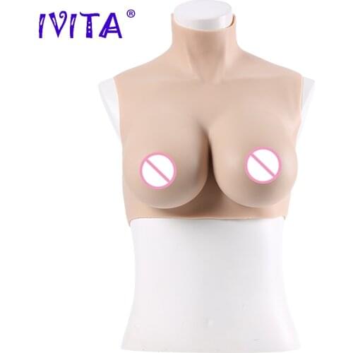 IVITA 100% Full Realistic Silicone Breast Artificial Fake Boobs D Cup Enhancer for Crossdressing Transgender Drag Queen Shemale