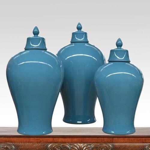 Chinese traditional mirror blue glazed medium chinese ginger jars porcelain ceramic jar vase home decoration