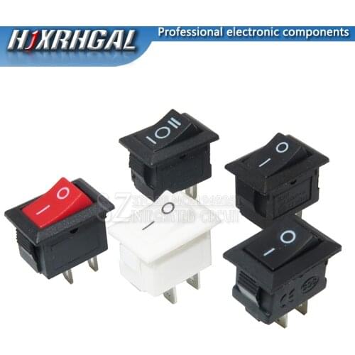 10Pcs Push Button Switch 10x15mm SPST 2Pin 3pin 3A 250V KCD11 Snap-in On/Off Boat Rocker Switch 10MM*15MM Black Red and White