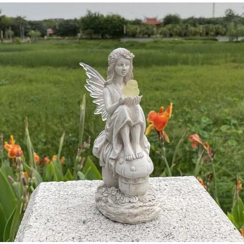 Creative Garden Solar Light Butterfly Elf Girl Resin Sculpture Winged Angel Statue Lights Solar Garden Outdoor Fairy Ornament