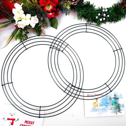 Round Christmas Metal Iron Wreath Ring Frame DIY Wedding Xmas Party Door Decor JDH88