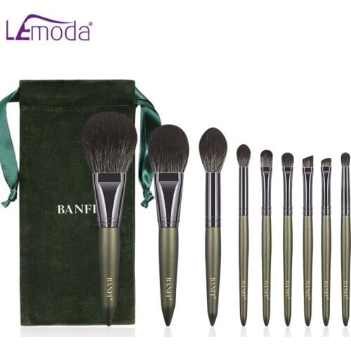 Lemoda Professional High Quality Cosmetic Makeup Brushes Set 9pcs Handle Powder Eye Shadow Foundation Blush Blending Beauty
