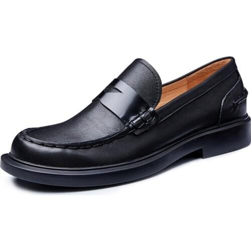 All-match Cowhide Men Loafer Shoes Driving Shoes Soft Fashion High Quality Genuine Leather Shoes Men Autumn Winter British Retro