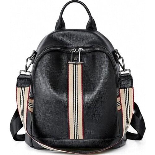 Fashion Soft Genuine Cow Leather Women Ladies Girls Backpack Top Layer Cowhide School Bag Female Knapsack Rucksack LI-2855