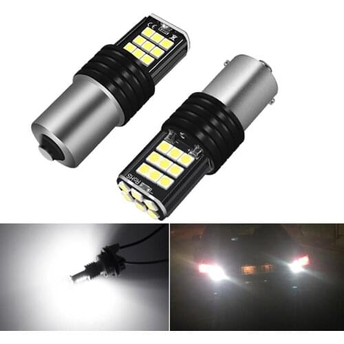 NHAUTP 2Pcs 1156 3030 24 -SMD BA15S P21w Car LED Light Bulbs White Auto LED Reverse/Back-up Lamp DRL 12v 6000K