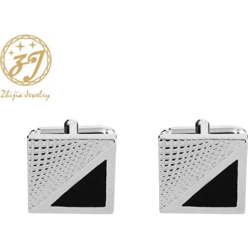 Zhijia new 3D stripe Black Enamel triangle Square Cufflinks Shirt personality CuffLink Office Party Club Cufflink Jewelry