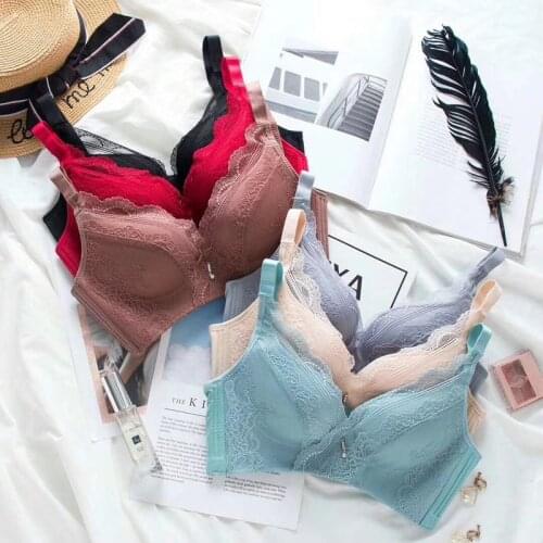 New Womens Underwear Set Lace Sexy Push-up Bra Briefs Wire Free Comfortable Brassiere Young Bra Adjustable Lingerie Set