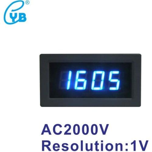 AC 2000V Voltage Meter Resolution 1V Power Supply DC 5V AC Voltmeter Voltage Monitor 3 1/2 LED Digital 0.56'' Red Blue Voltmetre