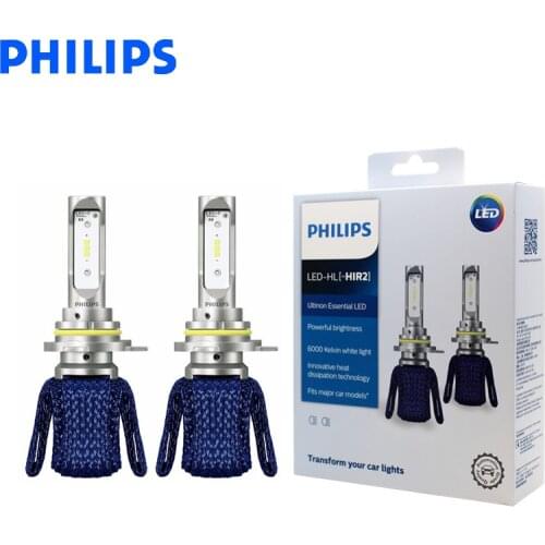 Philips LED 9012 H1R2 Ultinon Essential LED Car Bulbs 6000K Bright White Light Genuine Auto Head Lamps 11012UE X2, Pair
