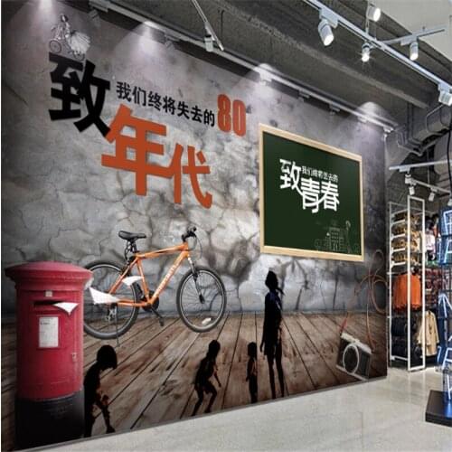 Custom Nostalgic Industrial Style Mural Wallpaper 3D DIY Text Gray Cement Background Blackboard Wall Paper Papel De Parede 3d