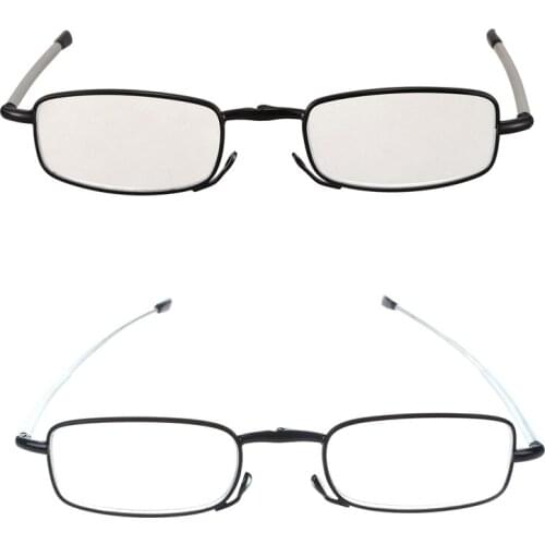 Portable 2 Pairs Of Compact Folding Reading Glasses with Mini Flip Top Carrying Case for Fashion Men and Women Rotation Eyeglass