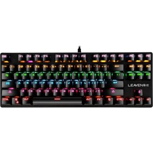 87 Keys Wired Mechanical Keyboard Blue Switch Waterproof 19 RGB Backlight Gaming Keyboard for Windows XP/7/8/10