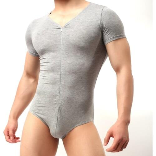 Sexy Lingerie Mens Stretchy Thong Fitness Bodybuilding Bodysuit Gay Slim Shaperwear Underwear Mens Modal Shapers Jumpsuit