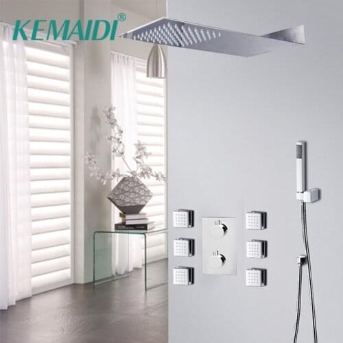 KEMAIDI 1 Set Bathroom Rainfall Shower Faucet Set Mixer Tap With Hand Sprayer Wall Mounted Bath Shower Sets Message Jet Shower