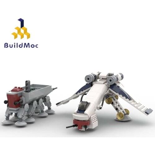 Buildmoc Sapce War Weapon All Terrain Open Transport Republic Dropship AT-OT Walker Clone Wars Warship Building Blocks Kids Toys