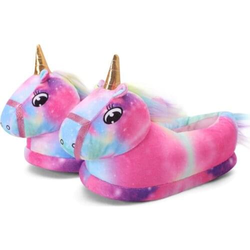 Boys Slippers Lovely Home Indoor Bedroom Winter Slippers Shoes Children Unicorn Slippers Kigurumi Onesise Warm Cotton Shoes