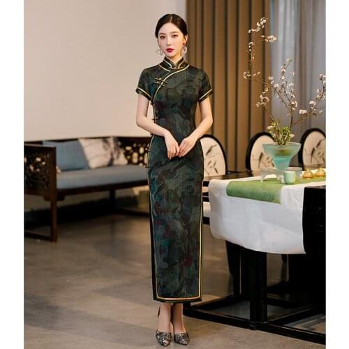 Chinese Traditional Cheongsam Cicpao Dress Red Elegant Woman Vintage Classic Female Qipao Party Wedding Evening Black Dresses