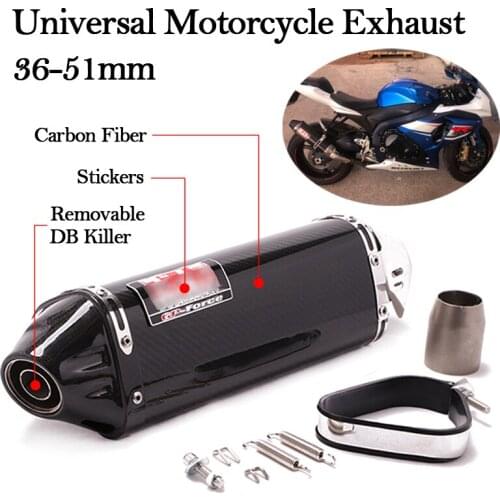 420MM Universal Motorcycle Exhaust Carbon Fiber moto Pipe Modify Motorbike Escape Removable DB Killer 51mm Muffler For YAMAHA