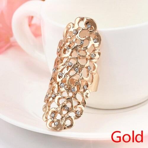 Unisex Vintage Crystal Ring Hollow Silver Plated Adjustable Thumb Ring Healing Alloy Metal Jewelry Men Women Party