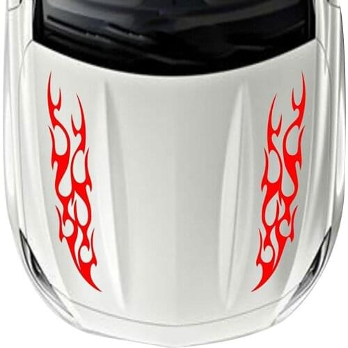1 Pair Fashion Flame Fire Reflective Car Vehicle Hood Decals Stickers Decoration Motorcycle Sticker