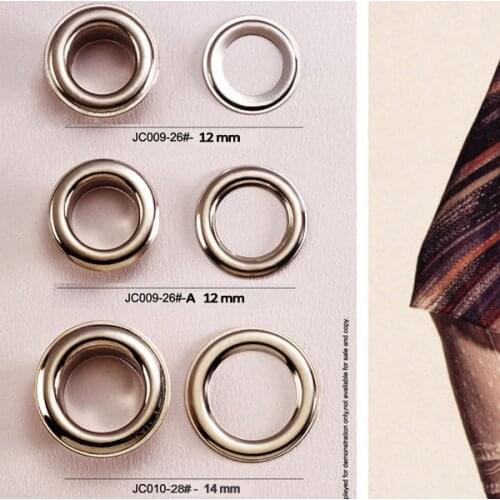 100pcs/lot free shipping metal brass eyelets with washer round metal grommets nickle plating color JY-003 12mm, 14mm