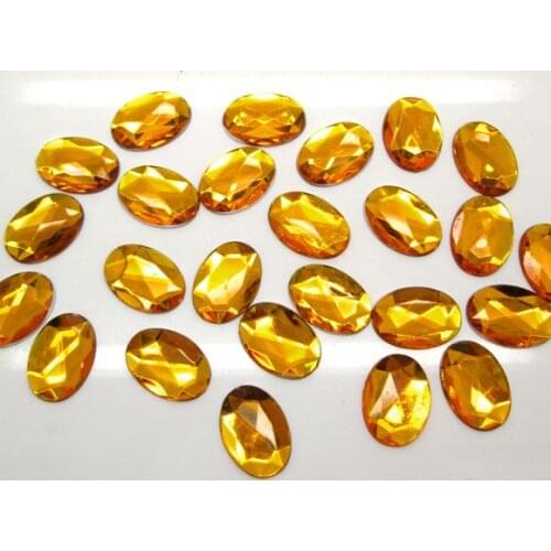 100Pcs Yellow Acrylic Oval Decoration Crafts Flatback Cabochon Scrapbooking Embellishments Beads Diy Accessories