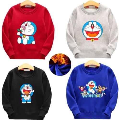 2020 Winter Autumn Boys Girls Casual style 100% Cotton Doraemon Print Hoodies For Children 4 6 8 10 12 T