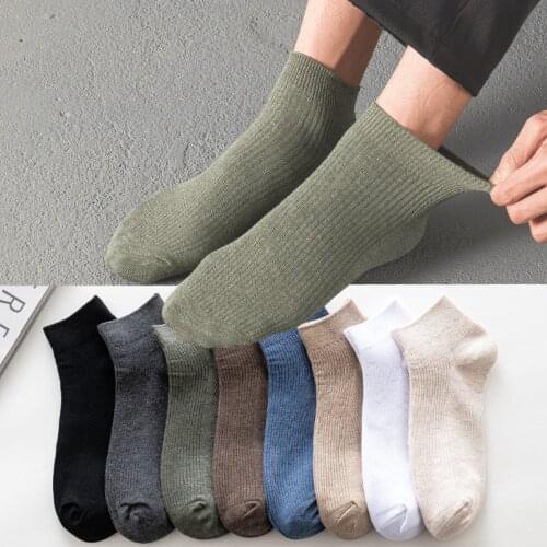 3 Pairs/Lot Mens Socks Breathable Sweat Absorbing Cotton Short Socks Solid Color Business Casual Male Sock Man Chaussette Homme