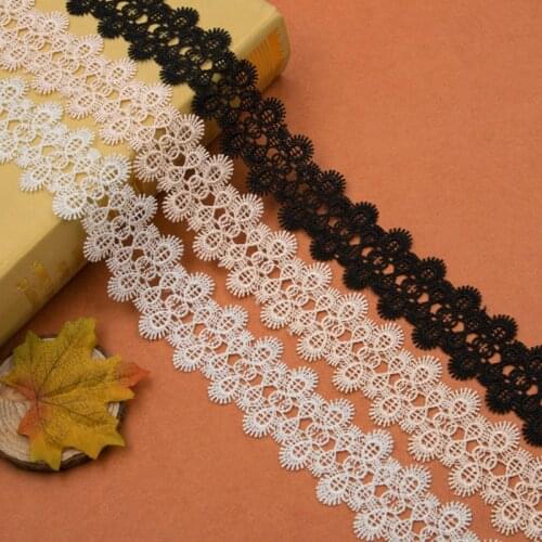 3 yards 4.5 cm Off White Black Pink Lace Trims Applique Polyester for Costumes Home Textiles Apparel Sewing Lace Fabric