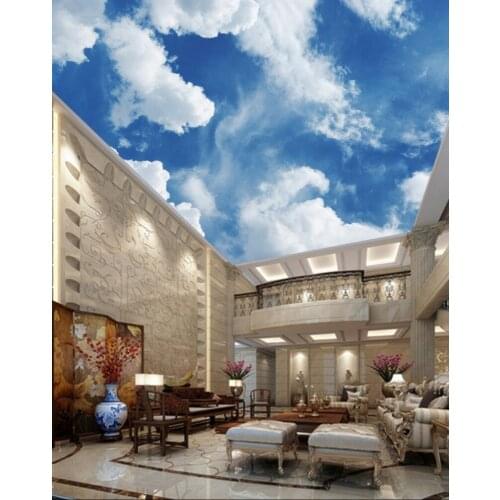 3d ceiling murals wallpaper Blue sky white clouds sky ceiling background wall painting