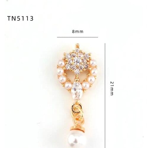 5pcs TN5113 Pendant Alloy Zircon Pearl Nail Art Crystals jewelry Rhinestone nails accessories supplies nail decorations charms